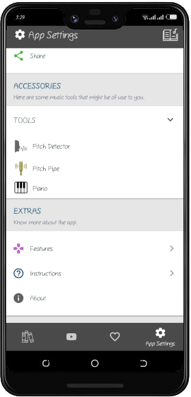 My Songbooks piano tool screen